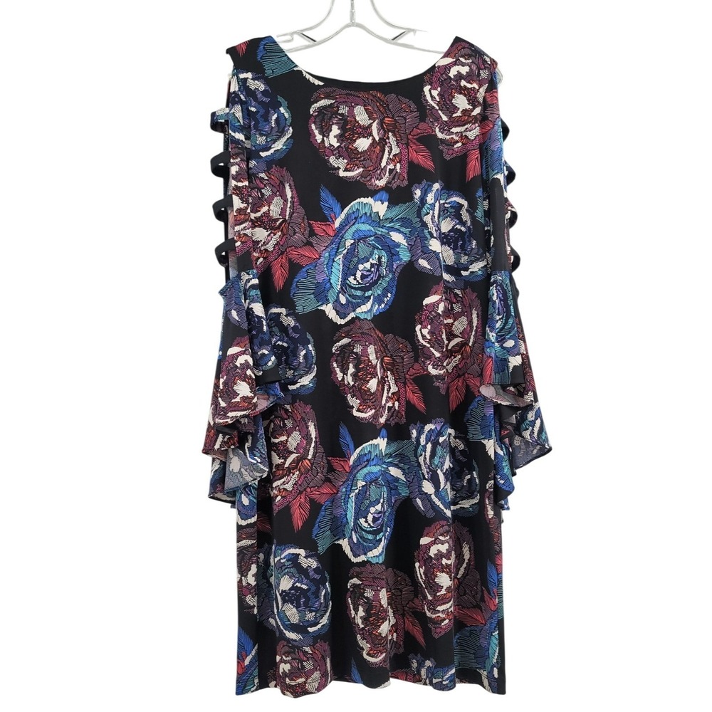 MSK‎ Women's M Retro Vintage 70s Disco Dress Flare Cuff Sleeve Hippie Boho Y2K - Picture 1 of 11